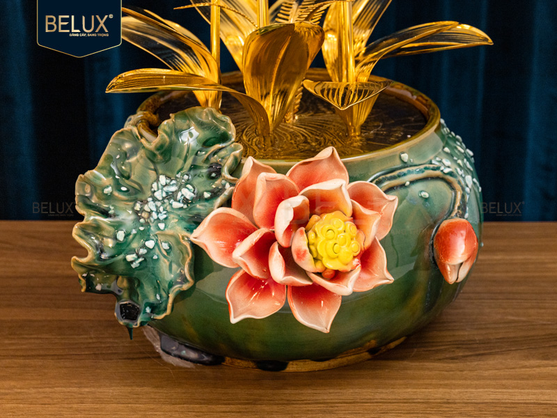 Chậu Lan Vàng Sen Ngọc mạ vàng 24k&nbsp;cao 50cm